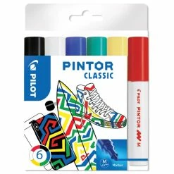 Pilot Assortiment De Feutres Pintor - Pointe Moyenne - Couleurs Classiques - 6 Pcs