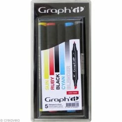 Assortiment Feutre à Alcool Graph'it - Basic Tones X 5