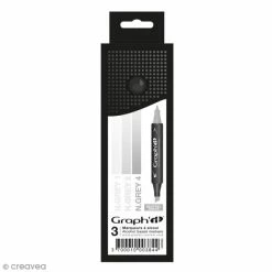 Assortiment Feutre à Alcool Graph'it - Dégradé Neutral Greys - 3 Marqueurs