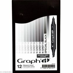 Assortiment Feutre à Alcool Graph'it Neutral Grey Colors X 12