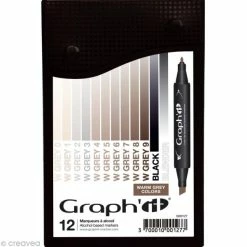 Assortiment Feutre à Alcool Graph'it Warm Grey Colors X 12