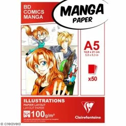 CLAIREFONTAINE Bloc Papier Layout Manga Paper Illustrations - A5 - 50 Feuillles