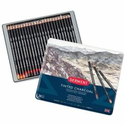 Derwent Boîte De Crayons De Couleurs Fusains - Teinted Charcoal - 24 Pcs