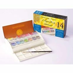 Sennelier Boite Voyage Métal Aquarelle - 14 Demi-godets Extra-fine - Voyage