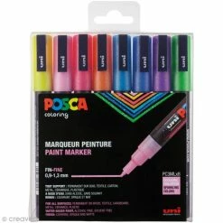 Coffret De Feutres Posca Pailleté PC-3M - Couleurs Assorties - 8 Pcs