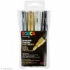 Coffret De Feutres Posca PC-1MC - Or, Argent, Noir & Blanc - 4 Pcs -creavea shop coffret de feutres posca pc 1mc or argent noir and blanc 4 pcs p