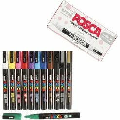 Coffret De Feutres Posca PC-3M - Pointe Conique Fine - Couleurs Assorties - 12 Pcs