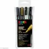 Coffret De Feutres Posca PC-3M - Pointe Conique Fine - Or, Argent, Noir Et Blanc - 4 Pcs -creavea shop coffret de feutres posca pc 3m pointe conique fine or argent noir et blanc 4 pcs p
