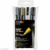 Coffret De Feutres Posca PC-5M - Pointe Conique Moyenne - Or, Argent, Noir & Blanc - 4 Pcs -creavea shop coffret de feutres posca pc 5m pointe conique moyenne or argent noir and blanc 4 pcs p