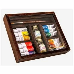 Sennelier Coffret En Bois Peinture Huile Fine - Rive Gauche - 12 Tubes 10 Ml - + 1 Additif Et 1 Pinceau