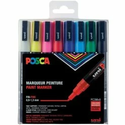 Coffret Feutres Posca PC-3M - Pointe Conique Fine - Couleurs Basiques - 8 Pcs