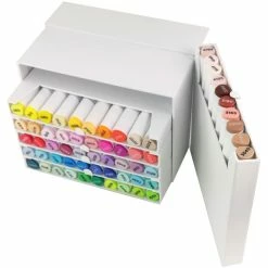 Coffret Graph'it Brush & Extra Fine - Marqueurs à Alcool Double Pointe - 60 Feutres