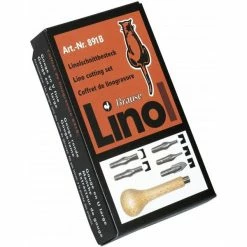 Coffret - Initiation à La Linogravure - 5 Gouges - Manche - Extracteur - Brause