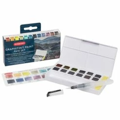 Derwent Coffret Nomade D'aquarelle Graphitint - Couleurs Graphites - 12 Demi-godets
