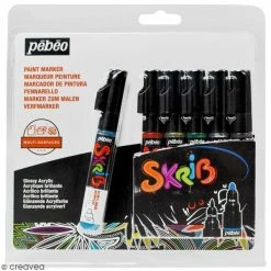 Pebeo Coffret Skrib Marqueur Peinture Acrylique - Classique - 6 Marqueurs