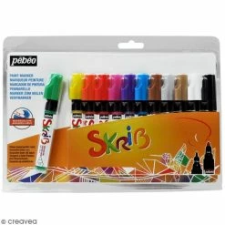 Pebeo Coffret Skrib Marqueur Peinture Gouache - Arc En Ciel - 12 Marqueurs