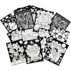 Creativ Company Coloriage En Velours - 19 X 25 Cm - Différents Designs - 16 Pcs