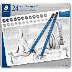 Staedtler Crayons "100 Mars Lumograph" - Etui En Métal De 24