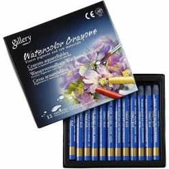 Creativ Company Crayons Cire Aquarellables, Ép. 8 Mm, L: 9,3 Cm, Carmin (338), 12Pièces