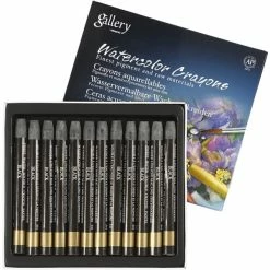 Creativ Company Crayons Cire Aquarellables, Ép. 8 Mm, L: 9,3 Cm, Noir (331), 12Pièces