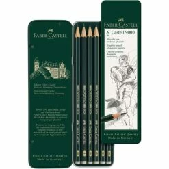Faber-Castell Crayons Graphite "Castell 9000" - Etui Métal De 6
