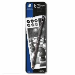 Crayons "Mars Lumograph Black" - Etui Métal De 6 - Staedtler