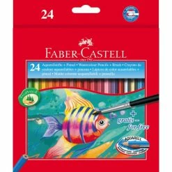 Etui De 24 Crayons De Couleur Aquarellable + Pinceau Faber-Castell