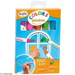 Aladine Feutre Craie Spécial Vitres Et Miroirs Colors - 5 Pièces