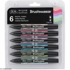 Winsor Et Newton Feutres à Alcool BrushMarker - Tons Pastel - 6 Pcs