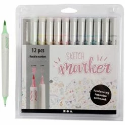 Creativ Company Feutres De Dessin Double Pointe Sketch Maker - Coloris Pastel - 12 Pcs