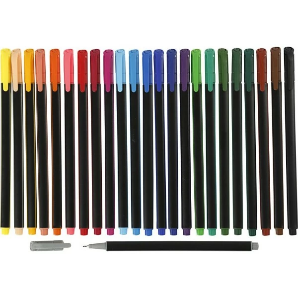 Creativ Company Feutres Fineliner Colortime - Pointe 0,7 Mm - Couleurs Assorties - 24 Pcs