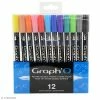 Graph'it Graph'O - Feutre Pinceau Double Pointe - Couleurs Basiques - 12 Feutres -creavea shop grapho feutre pinceau double pointe couleurs basiques 12 feutres p