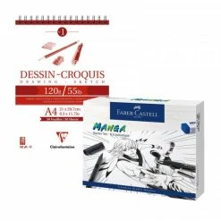 Surdiscount Kit Pour Apprendre à Dessiner Les Mangas - Kit Initiatique Faber-Castell - Carnet A4