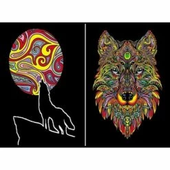 Loup - Pochette A4 - 12 Feutres Inclus - 36 X 26 X 1,8 Cm - à Colorier Colorvelvet