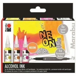 MARABU - Set Encre Permanente "Alcohol Ink", 20 Ml - FLUO