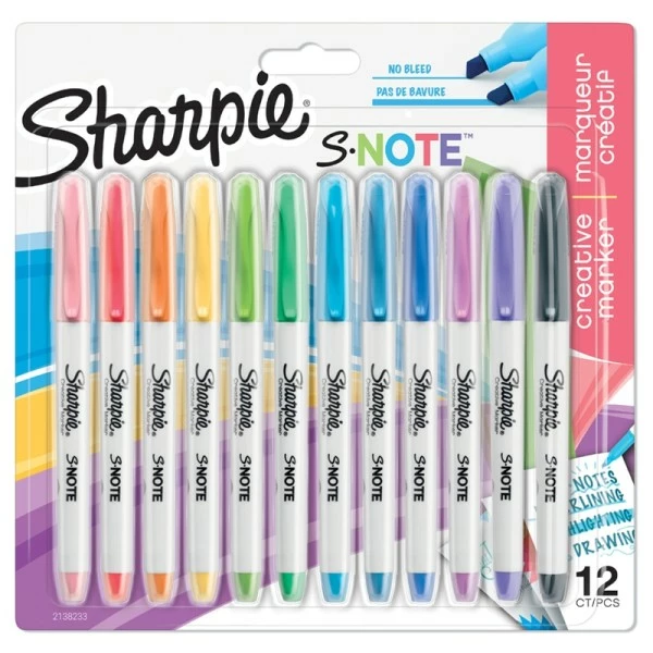 Sharpie Marqueur Créatif S-NOTE, Carte Blister De 12