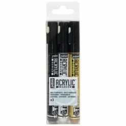 Pebeo Marqueurs Acryliques Pébéo - Acrylic Marker - Noir/Blanc/Or - 12 Mm - 3 Pcs