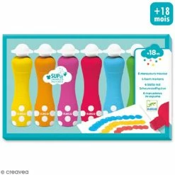 Djeco Marqueurs Mousse - Couleurs Assorties - 6 Pcs