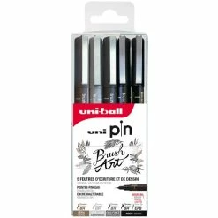 Uni Pochette Feutres D'écriture Et De Dessin - Pointes Pinceau Brush - 5 Pcs