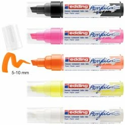 Set De Marqueurs Acrylique Edding 5000 - Pointe Large - Neon - 5 Pcs -creavea shop set de marqueurs acrylique edding 5000 pointe large neon 5 pcs p 2