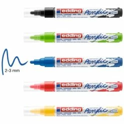 Set De Marqueurs Acrylique Edding 5100 - Pointe Moyenne - Basique - 5 Pcs -creavea shop set de marqueurs acrylique edding 5100 pointe moyenne basique 5 pcs p 2