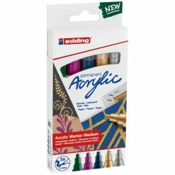 Set De Marqueurs Acrylique Edding 5100 - Pointe Moyenne - Metallic - 5 Pcs -creavea shop set de marqueurs acrylique edding 5100 pointe moyenne metallic 5 pcs p 4