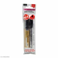 Pebeo Set De Marqueurs Peinture Acrylic Marker - Or Et Doré - Pointe Ronde 1,2 Mm - 2 Pcs