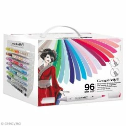 Set Graph'it Brush - Marqueurs à Alcool Double Pointe Et Présentoir - 96 Feutres -creavea shop set graphit brush marqueurs a alcool double pointe et presentoir 96 feutres p 3